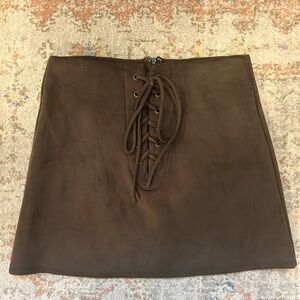 Leith Army Green Mini Skirt with Tie Front